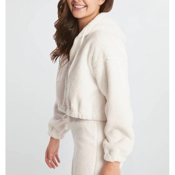 SUNDOWN BY SPLENDID Splendid Bowie Hooded Sherpa Jacket - Ivory - NWT - Large - Picture 2 of 4